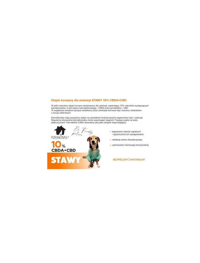 Olejek konopny dla zwierząt STAWY 10%