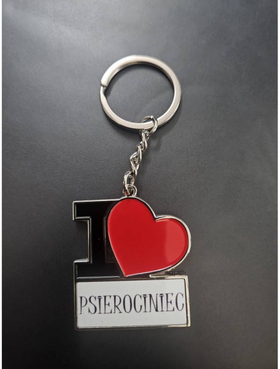 Brelok metalowy I LOVE PSIEROCINIEC