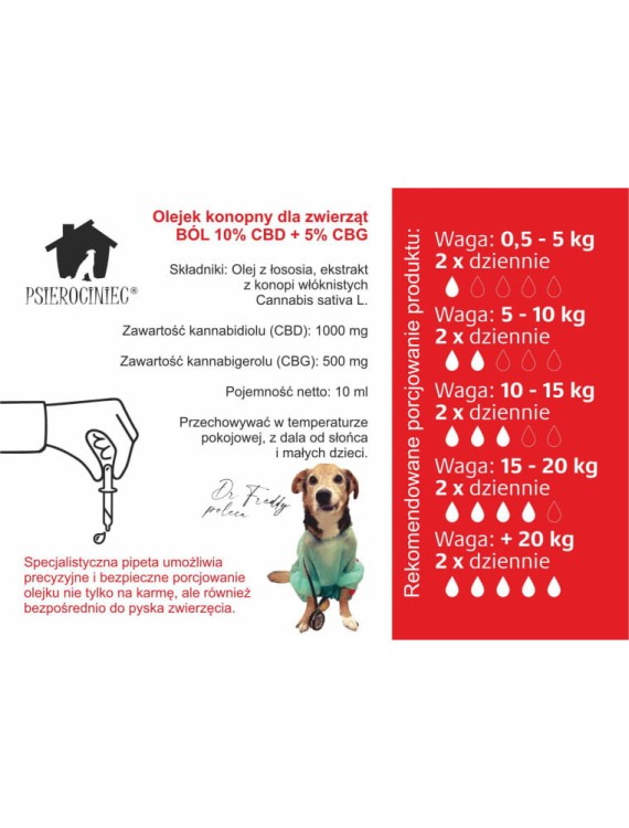 Olejek konopny dla zwierząt Ból 15%